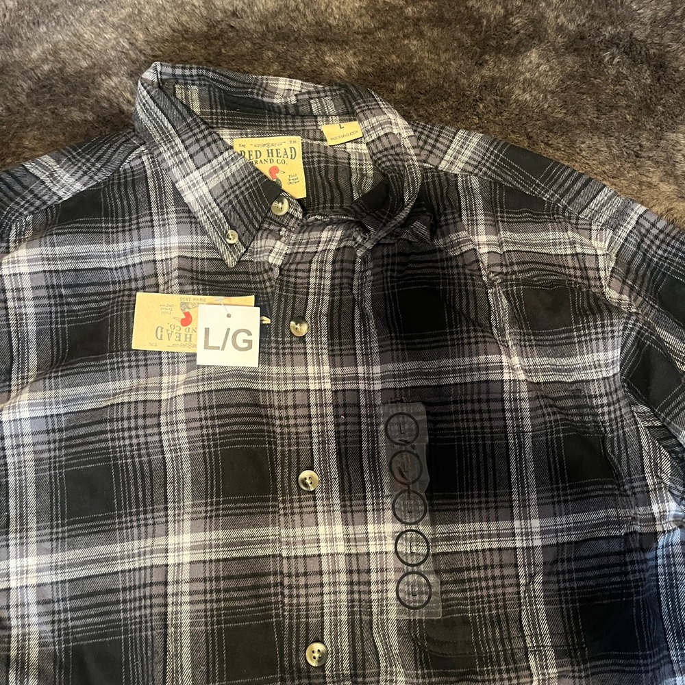 RedHead Men’s Black and Gray Plaid Button-Down Shirt